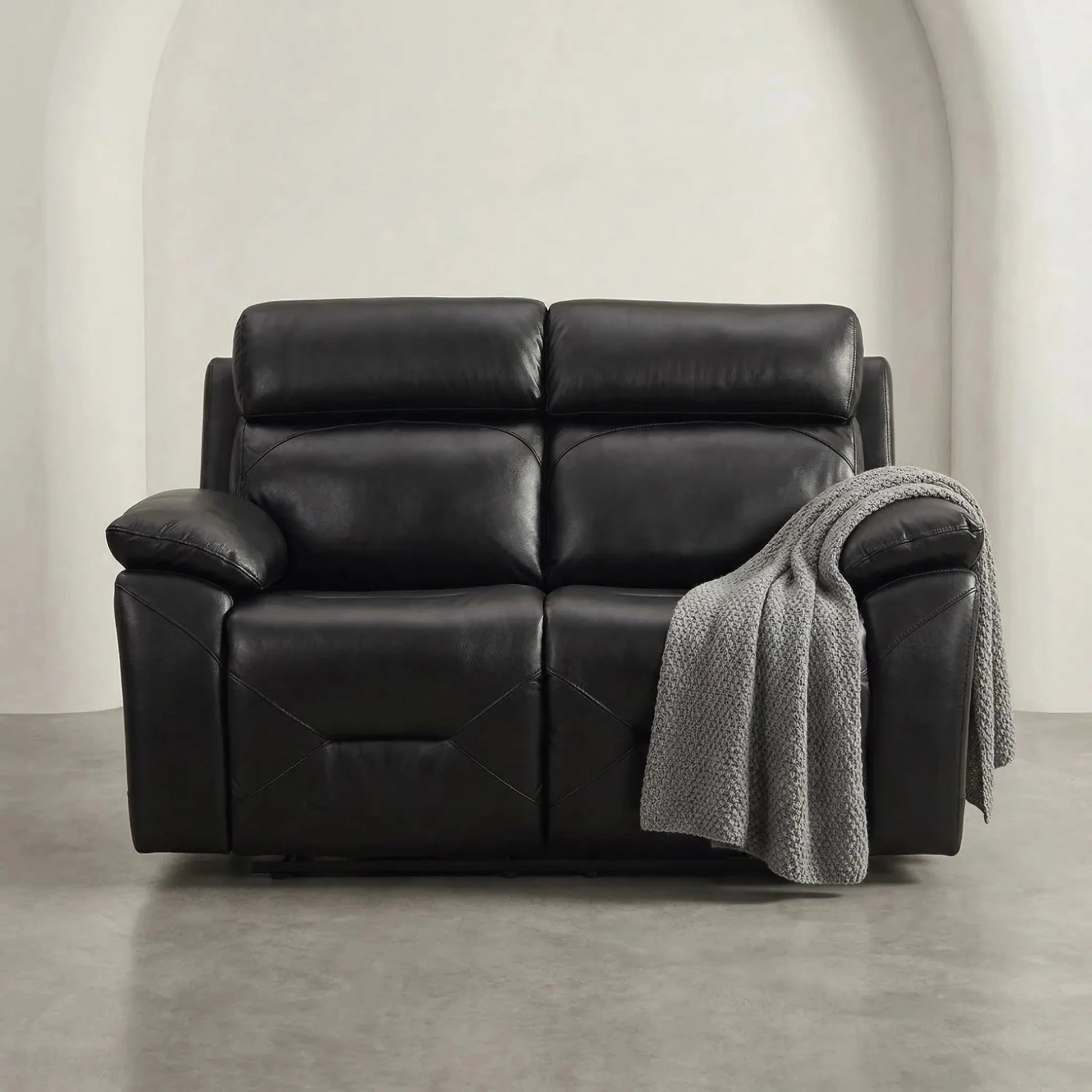 Renato Genuine Leather Black Electric Power Recliner 2 Seater - Furniture Instore