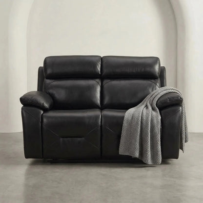Renato Genuine Leather Black Electric Power Recliner 2 Seater - Furniture Instore