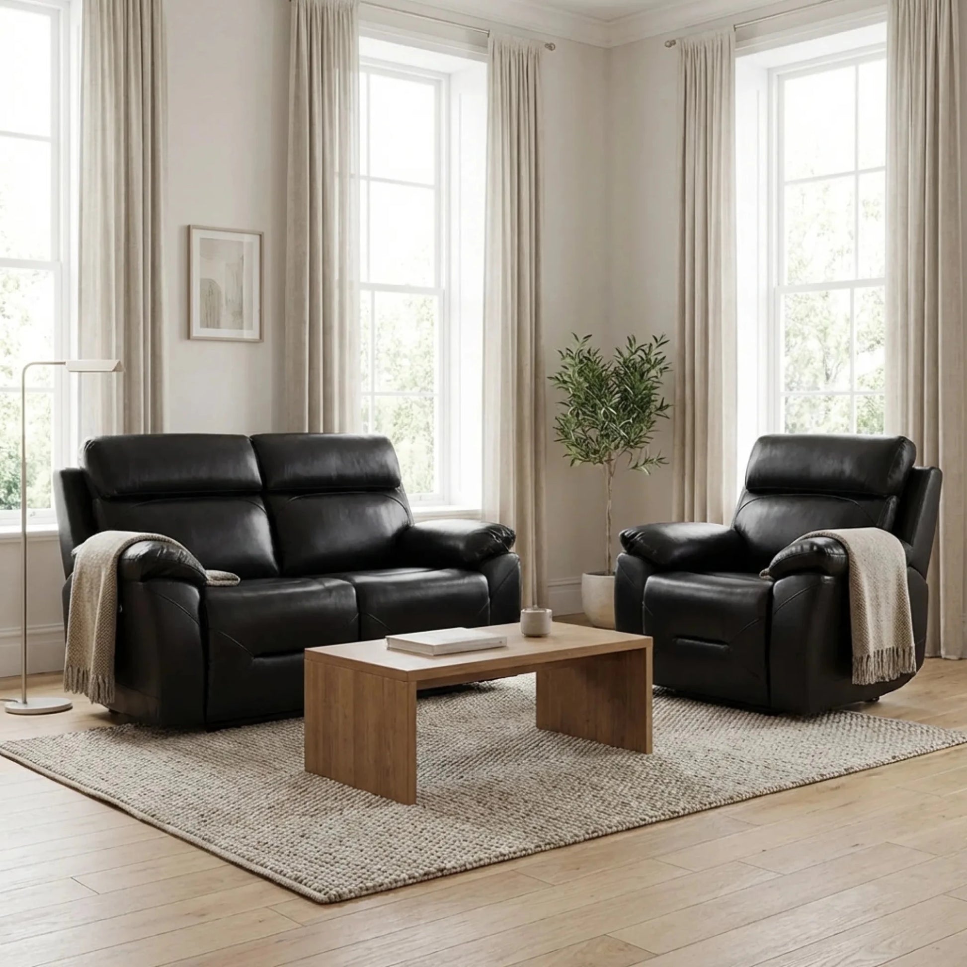 Genuine leather 2 1 seater sofa
