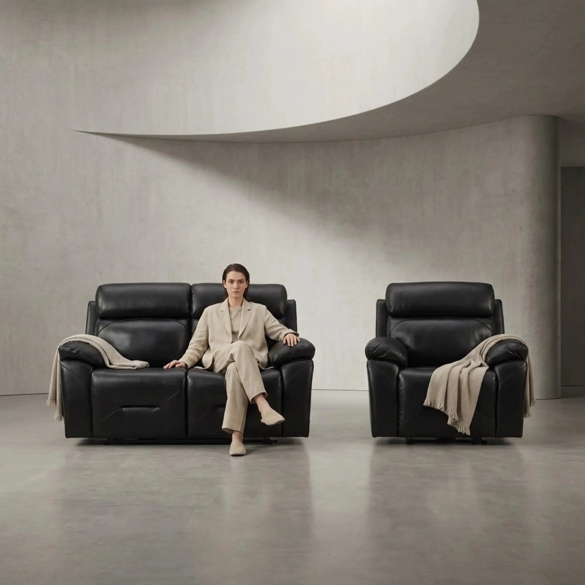 Luxury black sofa seating