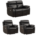 Renato Genuine Leather Black Electric Recliner 2+1+1 Seater