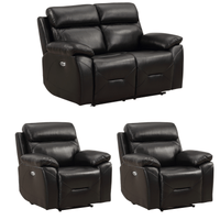 Renato Genuine Leather Black Electric Power Recliner 2+1+1 Seater Sofa Set