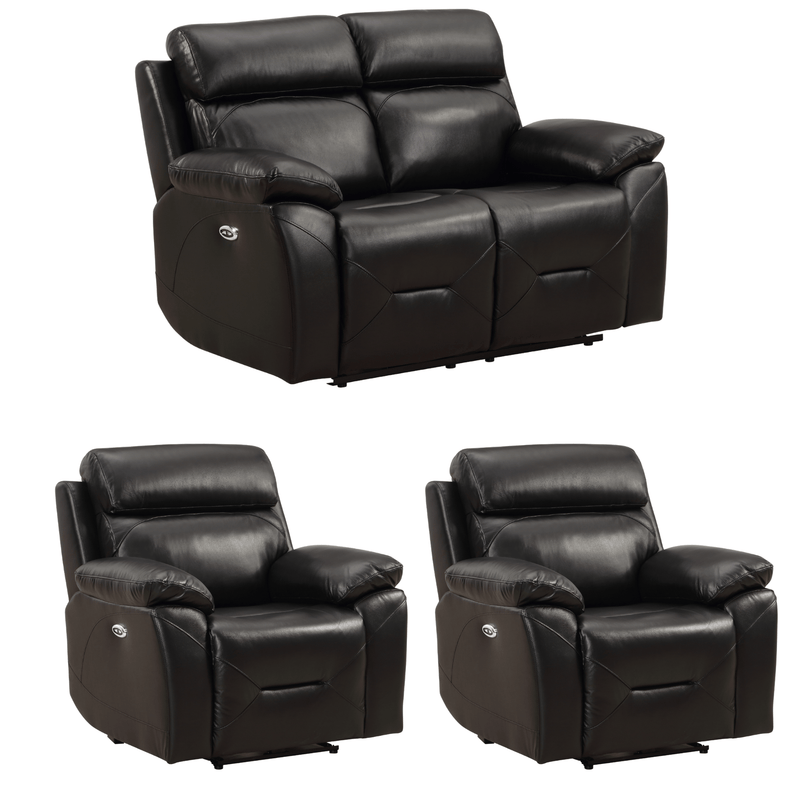 Renato Black 2+1+1 sofa combo on white background, black upholstery, modern and stylish living room furniture set