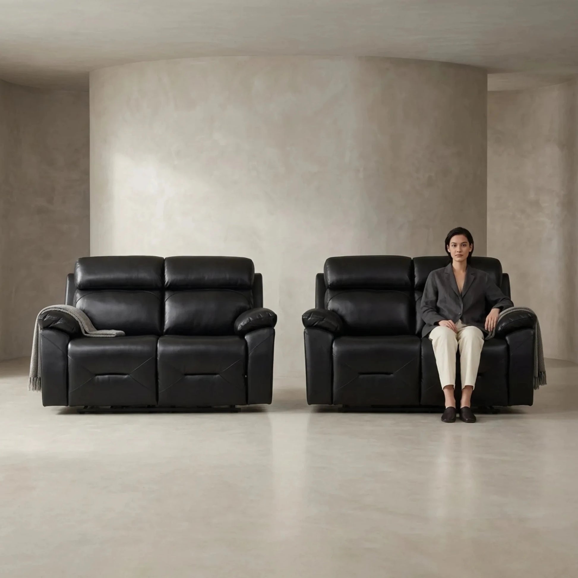 Black electric recliner set