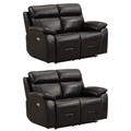 Renato Genuine Leather Black Electric Recliner 2+2 Seater