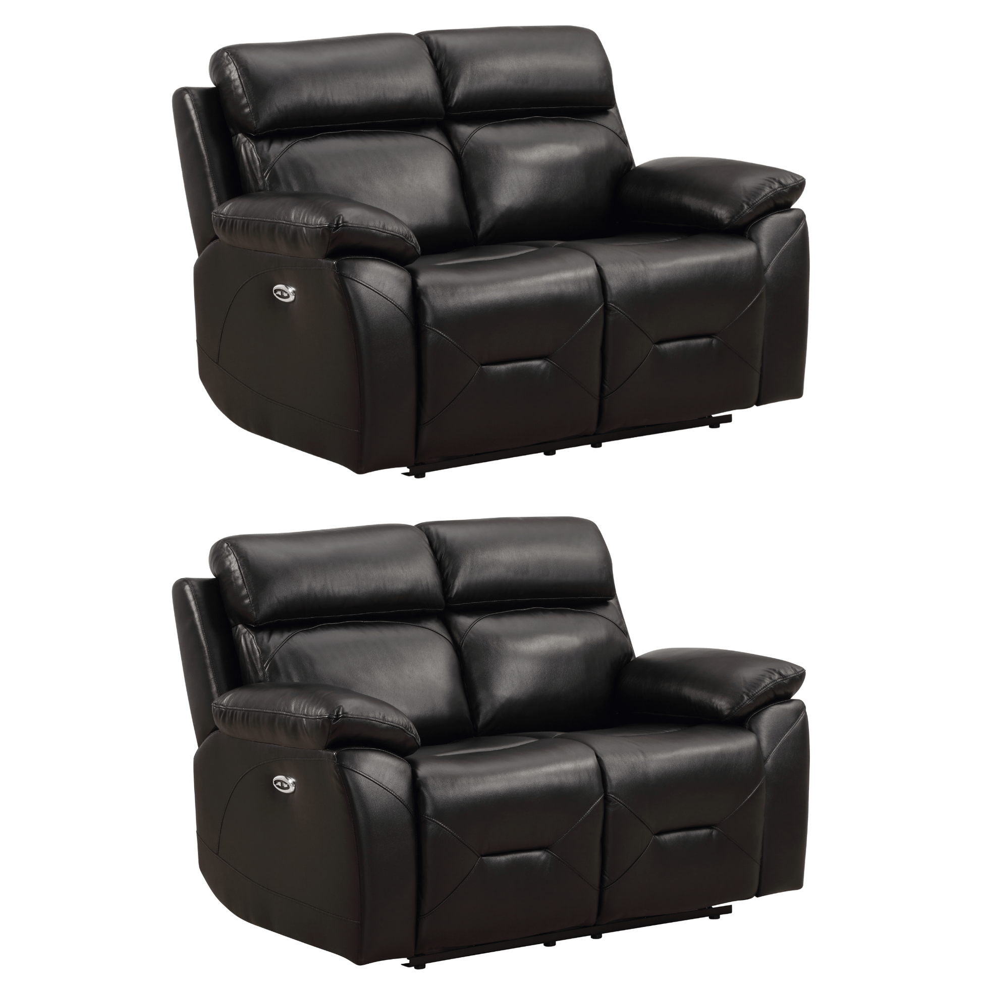Renato Black 2+2 sofa combo on white background, black upholstery, modern and stylish living room furniture set