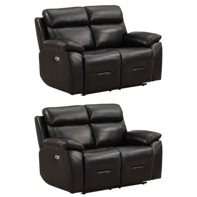 Renato Genuine Leather Black Electric Power Recliner 2+2 Seater Sofa Set