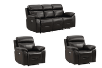 Renato Genuine Leather Black Electric Power Recliner 3+1+1 Seater Sofa Set