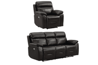 Renato Genuine Leather Black Electric Power Recliner 3+1 Seater Set