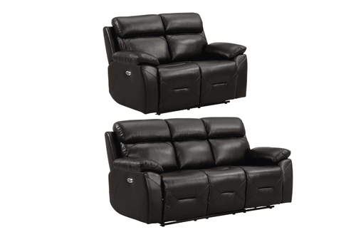 Renato Genuine Leather Black Electric Power Recliner 3+2 Seater Sofa Set