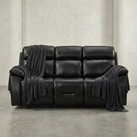 Renato Genuine Leather Black Electric Power Recliner 3 Seater - Furniture Instore