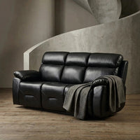 Renato Genuine Leather Black Electric Power Recliner 3 Seater - Furniture Instore