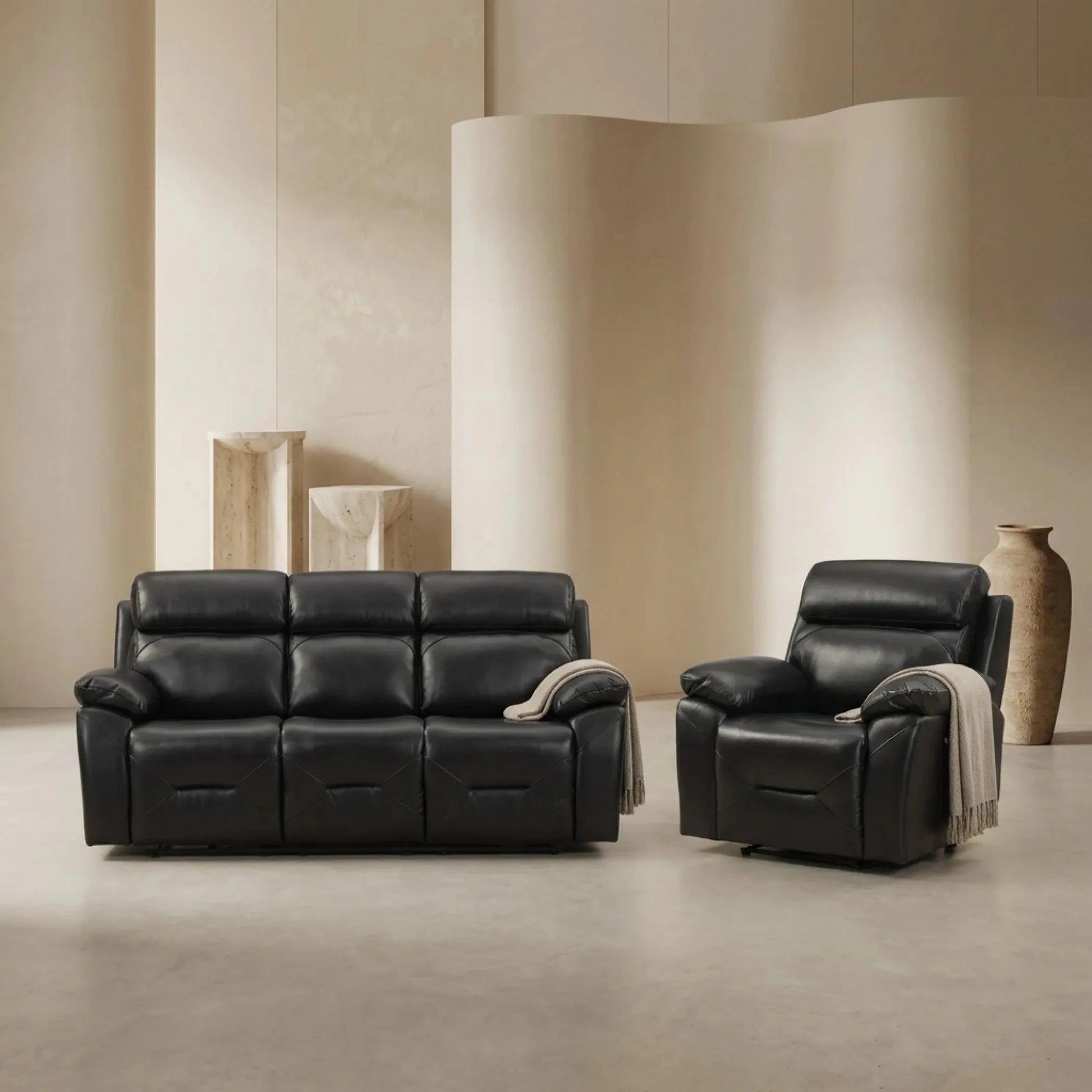 Genuine leather sofa recliner