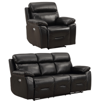 Renato Genuine Leather Black Electric Power Recliner 3+1 Seater Set