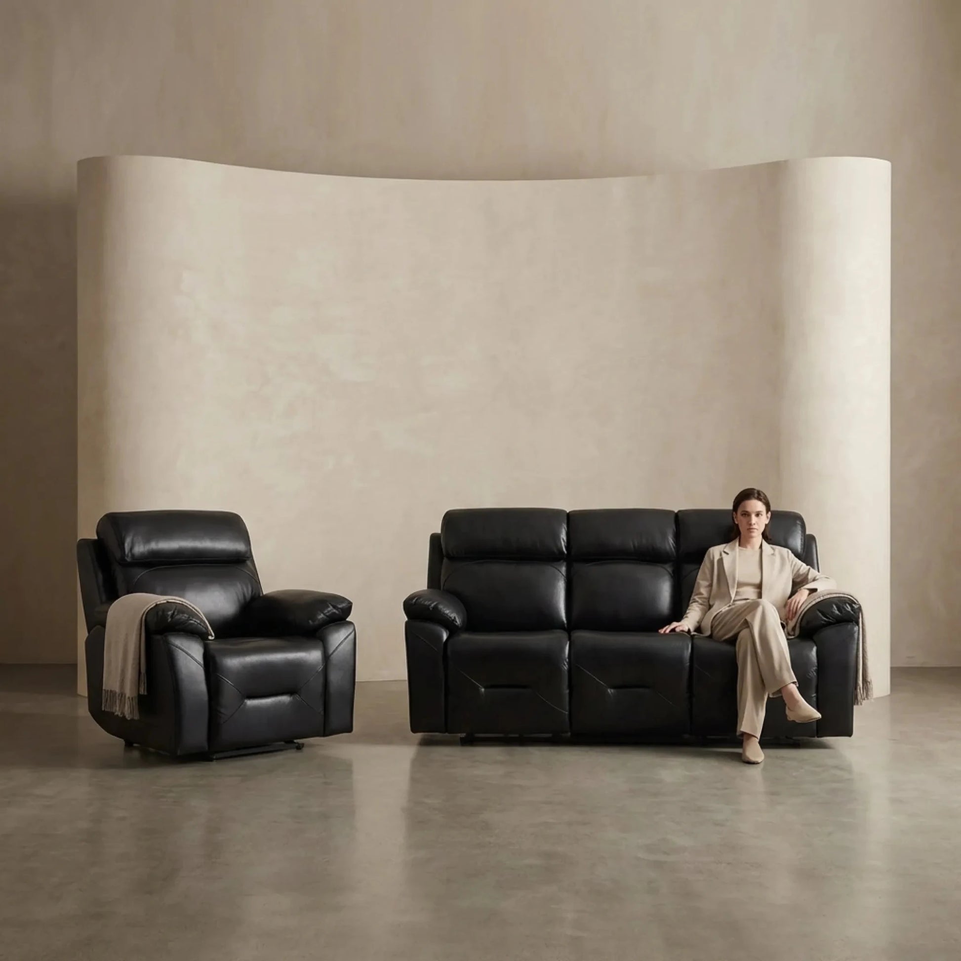 Black electric recliner set