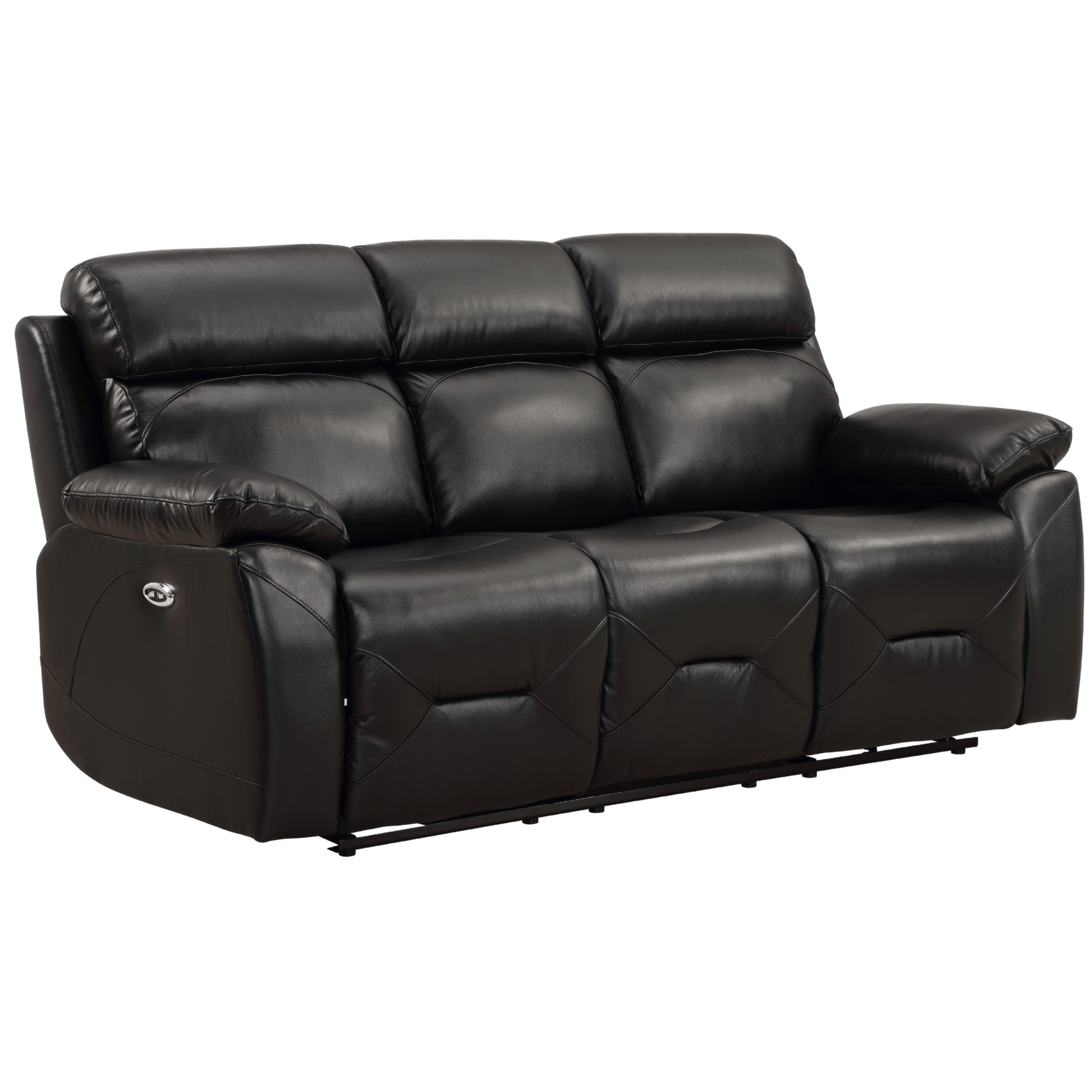 Renato Black 3-seater sofa on white background, black upholstery, modern and stylish living room furniture