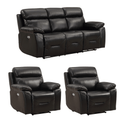 Renato Genuine Leather Black Electric Recliner 3+1+1 Seater