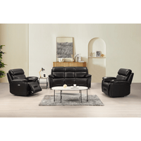 Renato Black 3+1+1 sofa combo in a modern roomset, black upholstery, stylish and comfortable living room furniture set