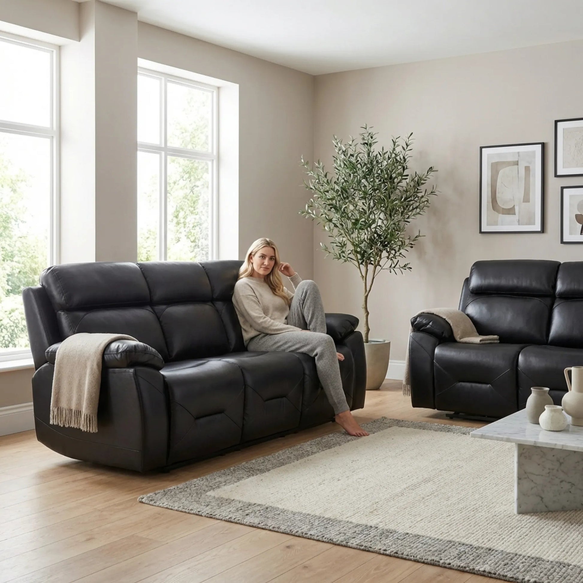 Luxury black sofa seating