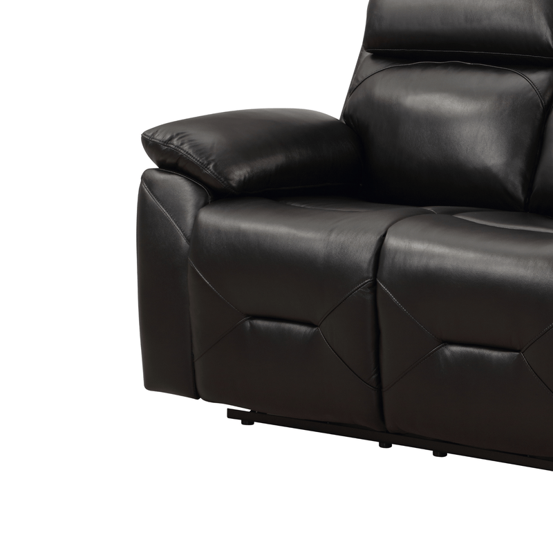 Renato Black 3-seater sofa closeup in a modern roomset, black upholstery, stylish and comfortable living room furniture