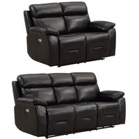 Renato Genuine Leather Black Electric Power Recliner 3+2 Seater Sofa Set