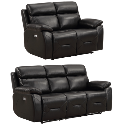 Renato Genuine Leather Black Electric Power Recliner 3+2 Seater Sofa Set
