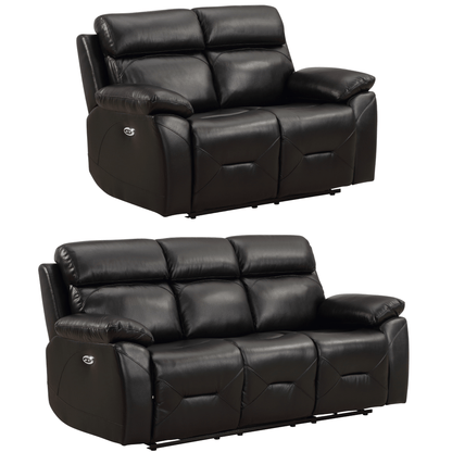 Renato Black 3+2 sofa combo on white background, black upholstery, modern and stylish living room furniture set