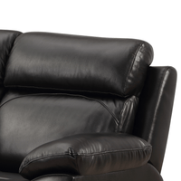 Renato Black 2-seater sofa closeup on white background, black upholstery, modern and stylish living room furniture