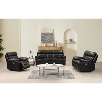 Renato Black 3+2+1 sofa combo in a modern roomset, black upholstery, stylish and comfortable living room furniture set
