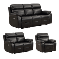 Renato Genuine Leather Black Electric Power Recliner 3+2+1 Seater Sofa Set
