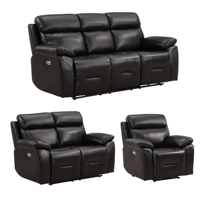 Renato Black 3+2+1 sofa combo on white background, black upholstery, modern and stylish living room furniture set