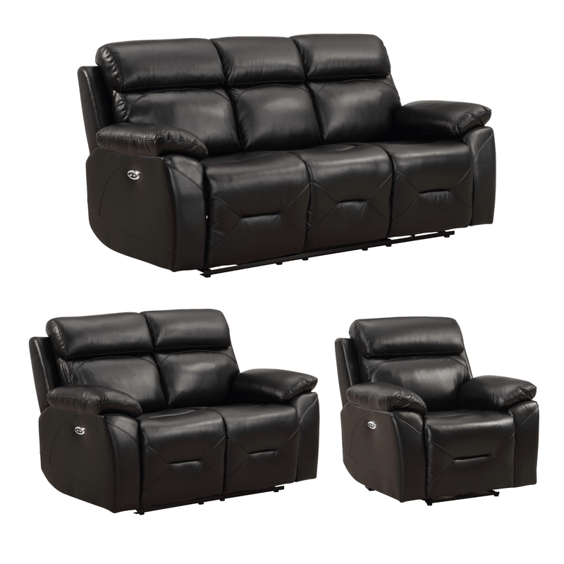 Renato Black 3+2+1 sofa combo on white background, black upholstery, modern and stylish living room furniture set