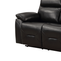  Renato Black 3-seater sofa closeup on white background, black upholstery, modern and stylish living room furniture