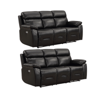 Renato Genuine Leather Black Electric Power Recliner 3+3 Seater Sofa Set