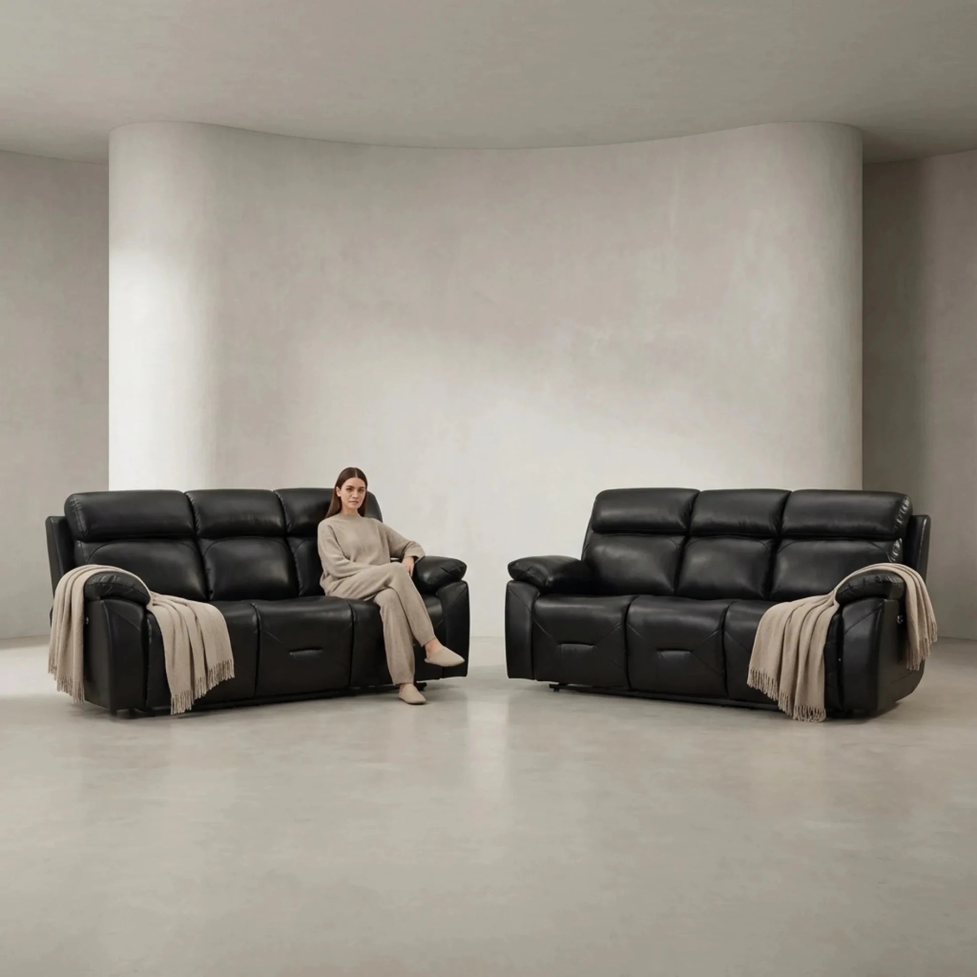 Black electric recliner set