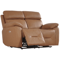 Brown leather recliner sofa on a white background