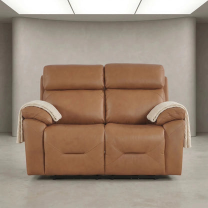 Renato Genuine Leather Caramel Electric Power Recliner 2 Seater Sofa - Furniture Instore