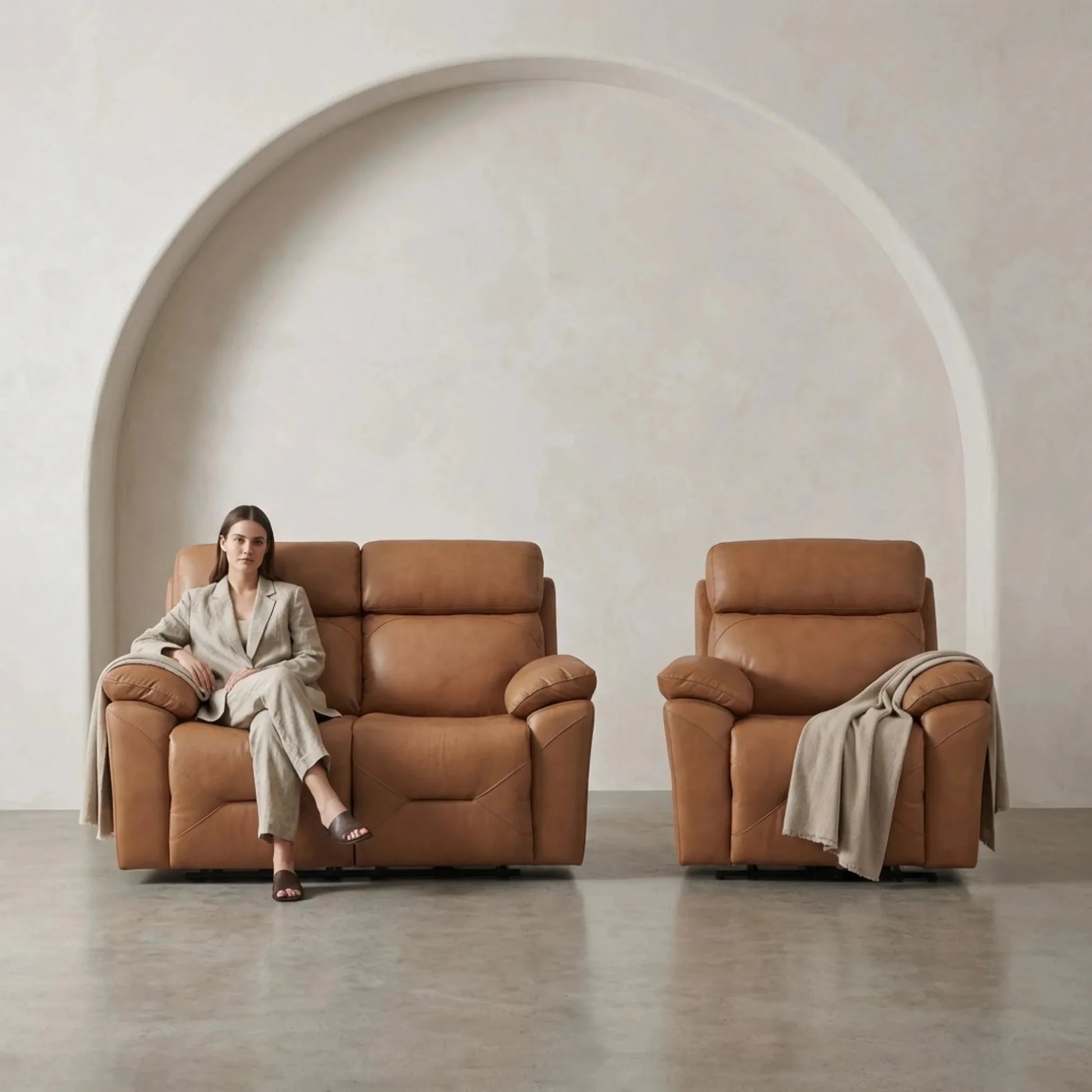 Luxury caramel sofa seating