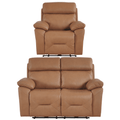 Renato Genuine Leather Caramel Electric Recliner 2+1 Seater Sofa Set