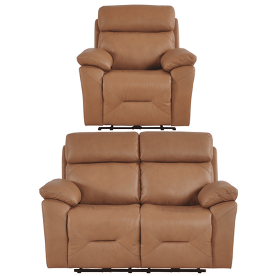 Renato Genuine Leather Caramel Electric Power Recliner 2+1 Seater Sofa Set