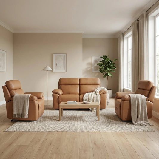 Power recliner sofa caramel