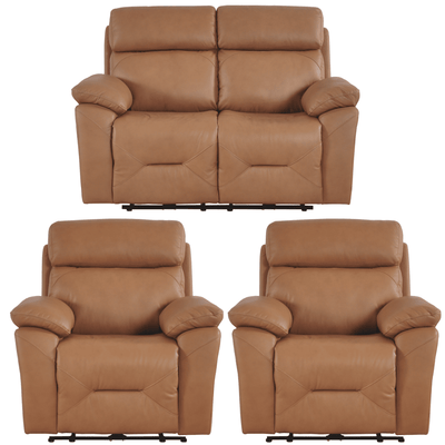 Renato Genuine Leather Caramel Electric Power Recliner 2+1+1 Seater Sofa Set