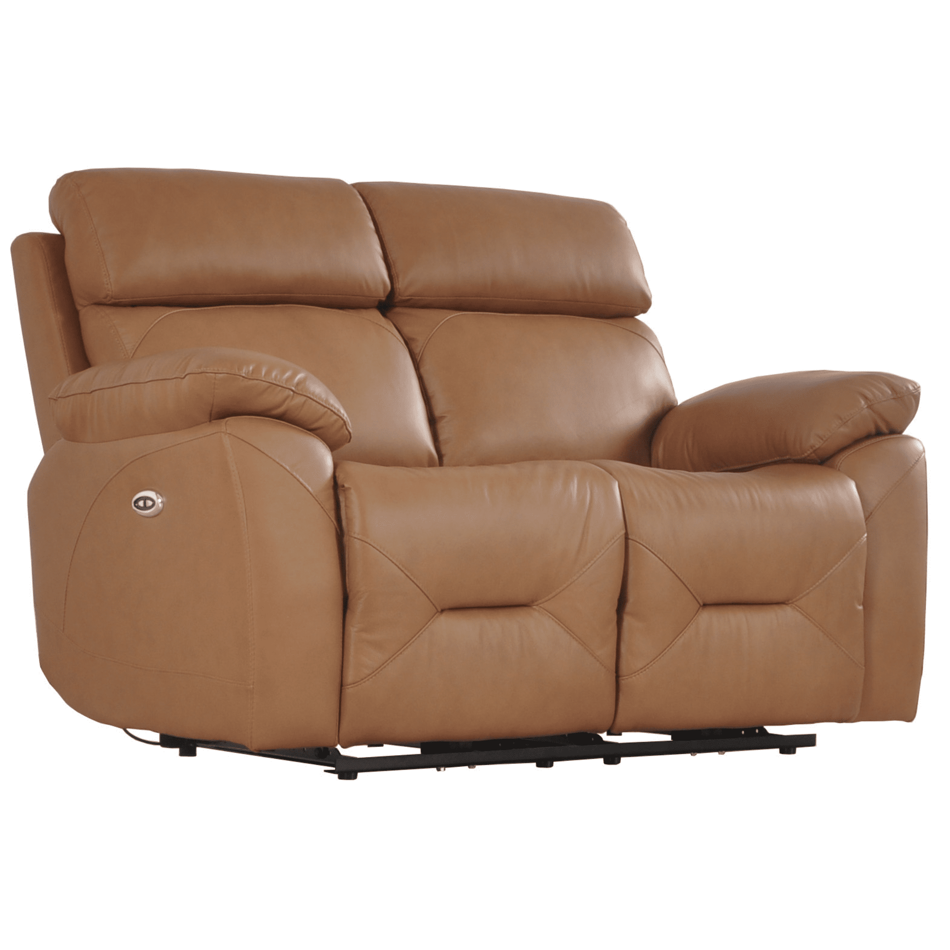 Brown leather reclining sofa on a white background