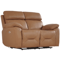 Brown leather reclining sofa on a white background