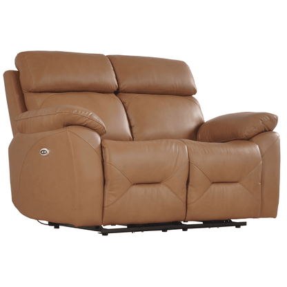 Brown leather reclining sofa on a white background