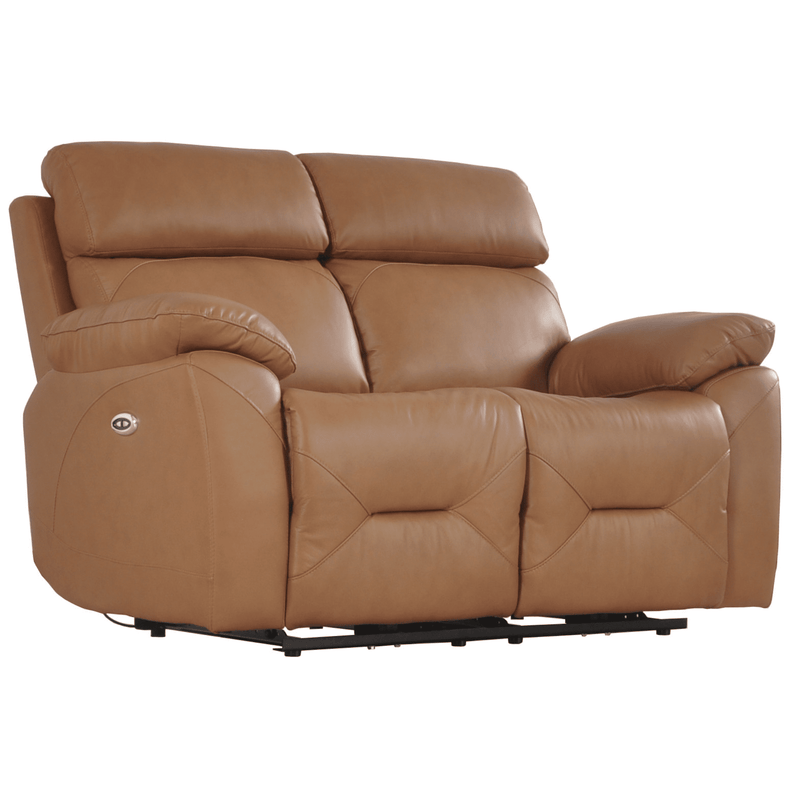 Brown leather reclining sofa on a white background