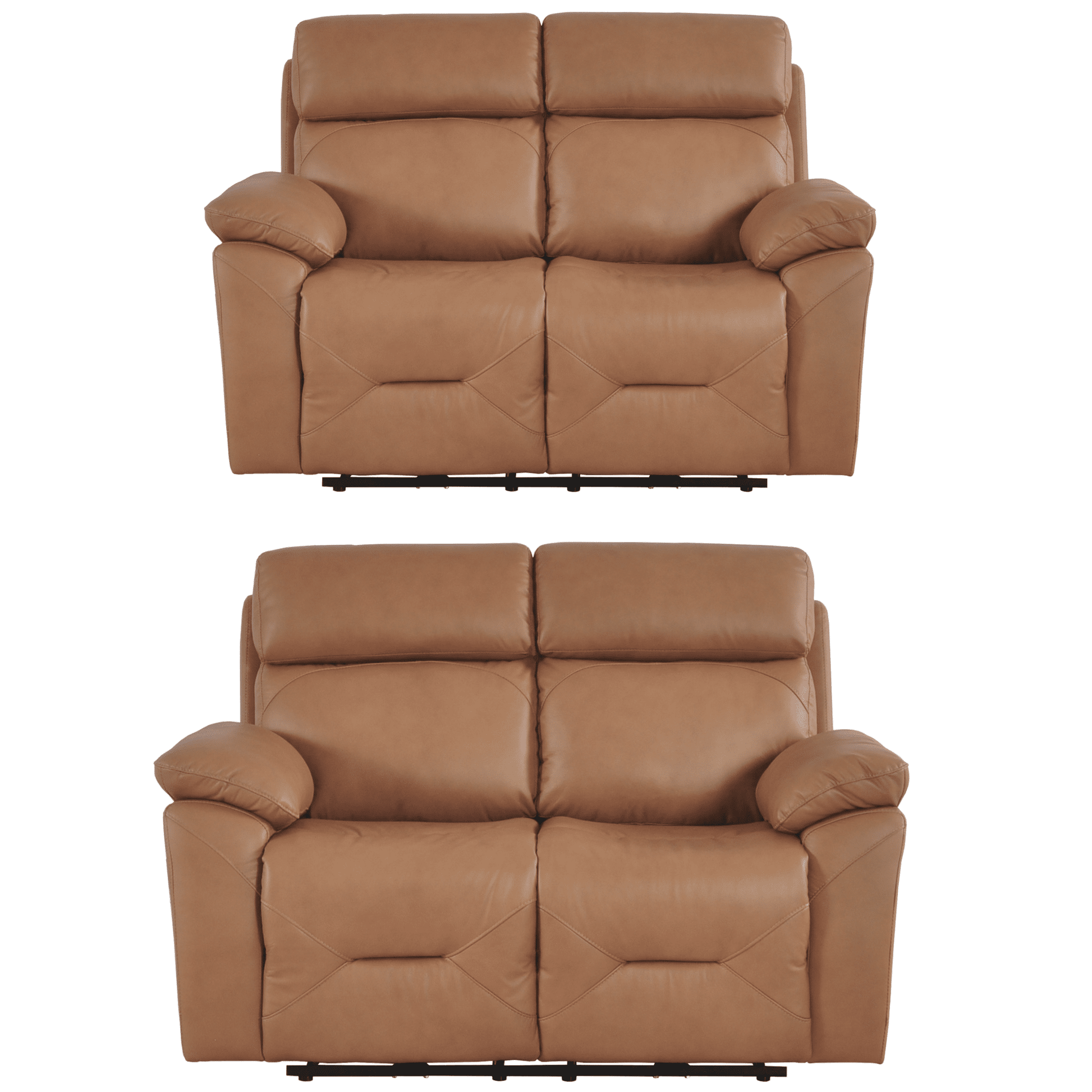 Brown leather recliner sofa on a white background