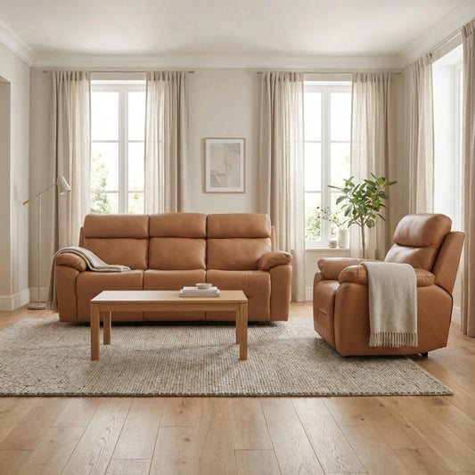 Power recliner sofa caramel