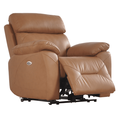Brown leather recliner chair on a white background