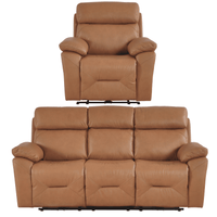 Renato Genuine Leather Caramel Electric Power Recliner 3+1 Seater Sofa Set